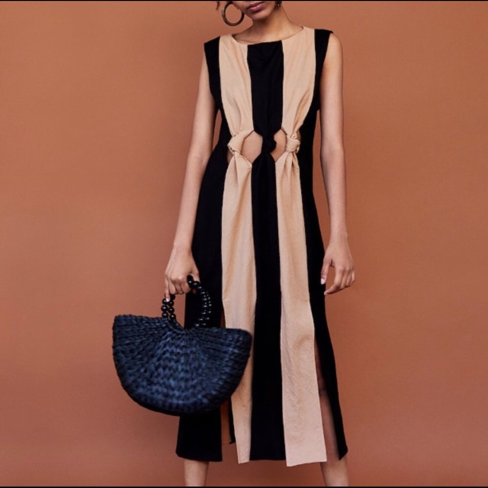 Zara Two Tone Dress with Knot Detail